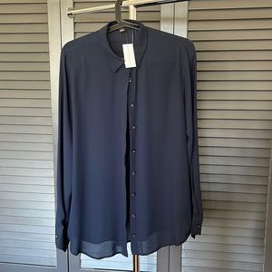 Ann Taylor Factory sheer navy blouse